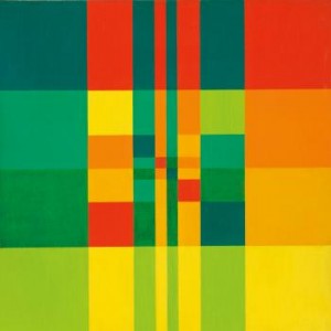 Zwei Progressive Farbgruppen Mit Quadratischen Akzenten, 1955 by Richard Paul LOHSE