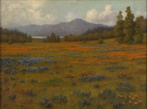 Poppy And Lupine Landscape by William BARR - auction artwork with signature