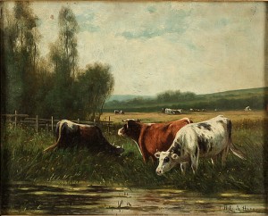 Kor Vid Vatten by Johannes H. L. De HAAS - auction artwork with signature