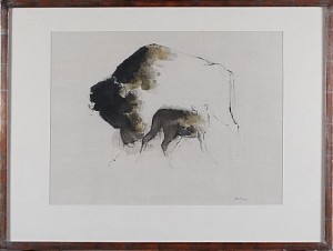 Bisonoxe Med Kalv by Björn JONSON