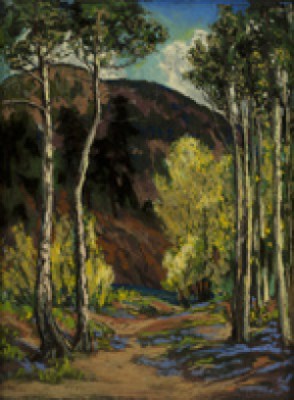 Mountain Aspens by Fremont F. ELLIS - auction artwork with signature