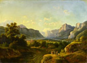 Alpen Landscape With Hunters And Farmers by Benedikt Franz HESS