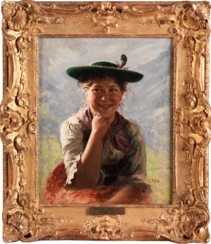Portrait Einer Jungen Bäuerin Im Dirndl by Emil RAU
