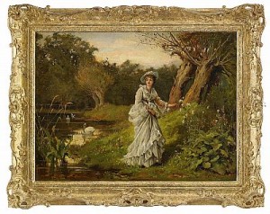 Flicka I Sommarlandskap by Frank E. COX - auction artwork with signature