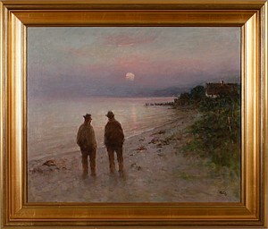 Män På Strand by Einar PLOUG - auction artwork with signature