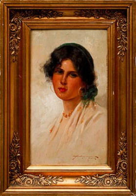 Porträtt Av Ung Kvinna by Domenico FORLENZA - auction artwork with signature
