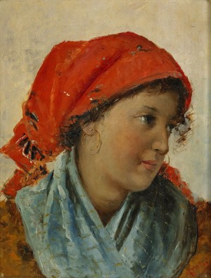 Flicka I Röd Sjalett by Vincenzo IROLLI