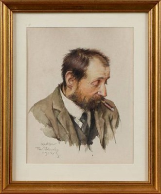 Man Med Cigarr by KADLEC - auction artwork with signature