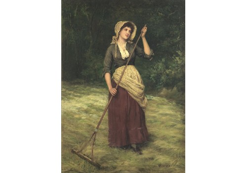 Ung Kvinna Med Räfsa by William OLIVER