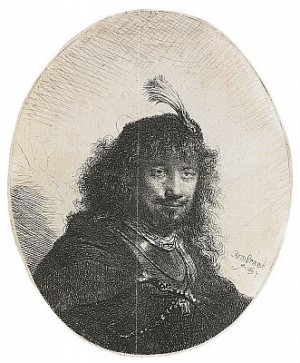 Self Portrait With Plumed Cap And Lowered Sabre by Rembrandt Harmenszoon Van RIJN