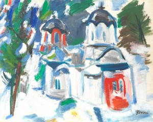 Village Church by Yovan RADENKOVITCH - auction artwork with signature