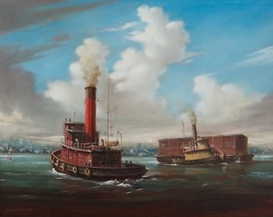 Tugboat James S. Whiteley by Melvin MILLER - auction artwork with signature
