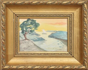 Skärgårdsvy Med Segelbåt by Evert TAUBE