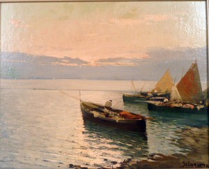 Fishermen In Boats by Lawrence SCIARRONE - auction artwork with signature