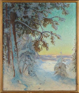 Vinterlandskap by Ragnar SALWÉN - auction artwork with signature