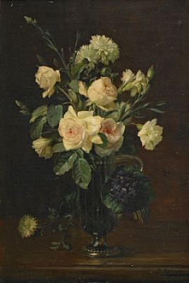 Blomsterstilleben by Dominique ROZIER - auction artwork with signature