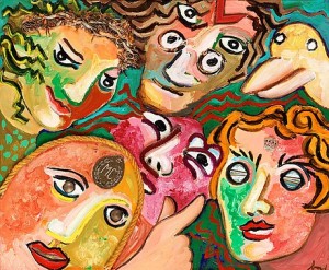 Composition With Faces And Bird by Enrico BAJ