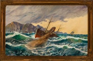 Dampskip I Høy Sjø by Edvard DIRIKS