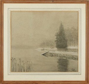 Insjö Med Stugor by Louis SPARRE