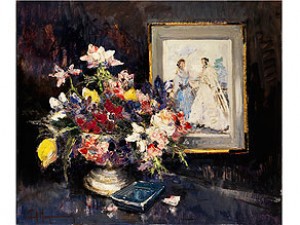 Stilleben Mit Blumenvase Vor Einem Gemälde by Paul HAGEMANS - auction artwork with signature