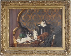 Lekande Katter by Léon Charles HUBER