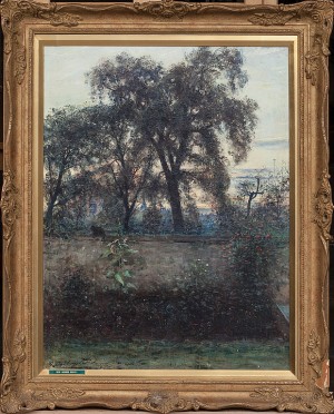 Träd Och Blommor Vid Mur by George Ogilvy REID