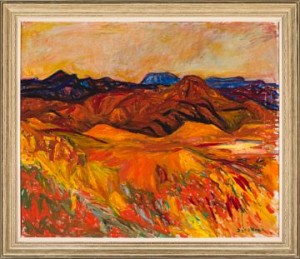 Rødt Fjell by Dyre VAA - auction artwork with signature