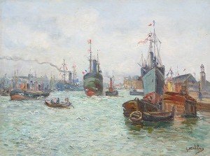 Le Port De St. Nazaire by Gustave MADELAIN - auction artwork with signature