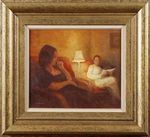 Evening Interior by J. CAHILL - auction artwork with signature