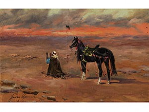 Nach Osten Betender Beduine by Jerzy KOSSAK