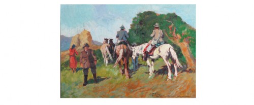 Jaktsällskap Till Häst by Carlo DOMENICI - auction artwork with signature