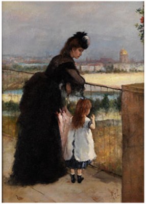 Junge Frau Mit Tochter Auf Einem Balkon by Francesco VINEA