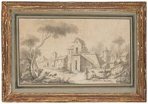 Rastande Figurer Vis Stadens Utkant by Jean François CLERMONT - auction artwork with signature