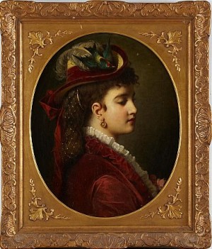 Porträtt Av Elegant Dam Med Hatt by Anton EBERT