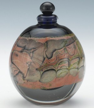 Globular Shape Heavy Studio Glass Perfume Bottle With Stopper by Brent Kee YOUNG