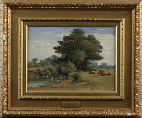 Landskap Med Kor by Albert HODDER - auction artwork with signature
