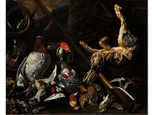 Grosses Jagdstilleben Mit Erlegten Enten, Feldhasen Und Weiterem Federvieh by Pieter BOEL