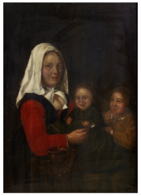 Interiör Med Kvinna Och Två Barn by Harmen HALS