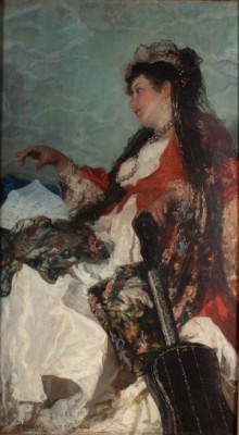 Italian Female Guitarist by Adriano BONIFAZI - auction artwork with signature