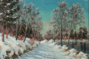 Solbelyst Vinterlandskap by Otto EILERTSEN - auction artwork with signature