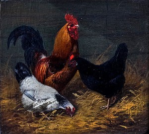Hönor Och Tupp by Arthur BATT - auction artwork with signature