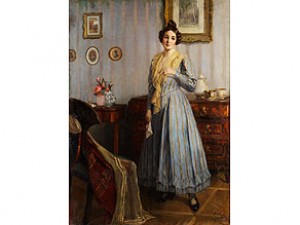 Junge Frau Im Biedermeier-interieur by Robert SCHEFFER - auction artwork with signature
