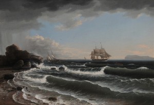 Ship Tacking Toward An Inlet Off A Rocky Coast (ships Off A Rocky Coast) by Thomas BIRCH