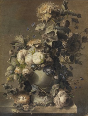 Blumenstilleben Mit Vogelnest by Antonio BASOLI - auction artwork with signature