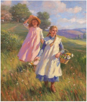 Gathering Wildflowers by Gregory Frank HARRIS - auction artwork with signature