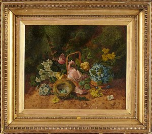 Stilleben Med Sommarblommor Och Fågelbo by Henry John LIVENS