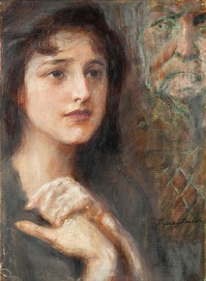 Betraktad Ung Dam by Teodor AXENTOWICZ