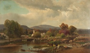 Figure Watching Cows Watering by Frederick Sr. RONDEL