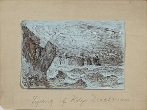 Kustbild Med Skepp Och Klippor by Holger DRACHMANN