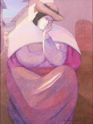 Seated Woman by Ernesto GUTIERREZ - auction artwork with signature